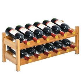 Kitchen Natural Bamboo Products Wine Rack Display Storage Holder  Shelf (Color: Natural B, Type: Wine rack)